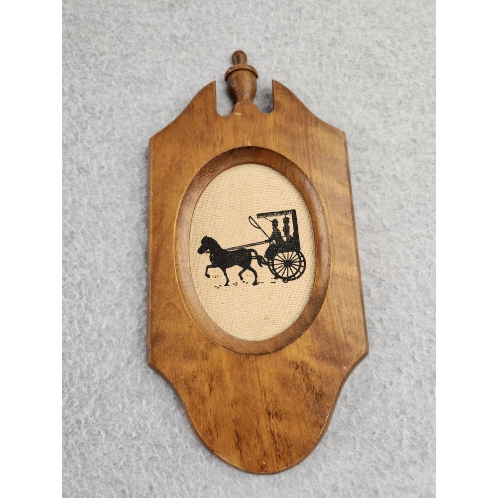 Vintage‎ Silhouette Victorian Horses Buggies Courting Couples Wooden Frame Decor